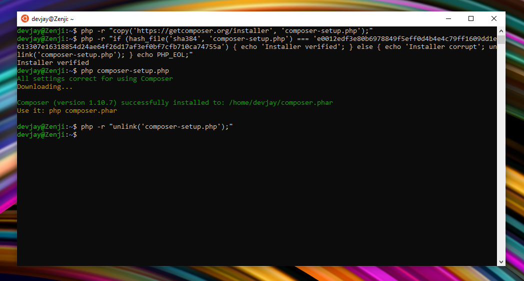 install composer.phar windows 10