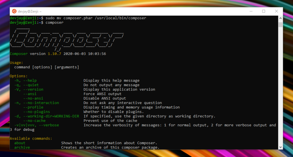 composer install windows cmd